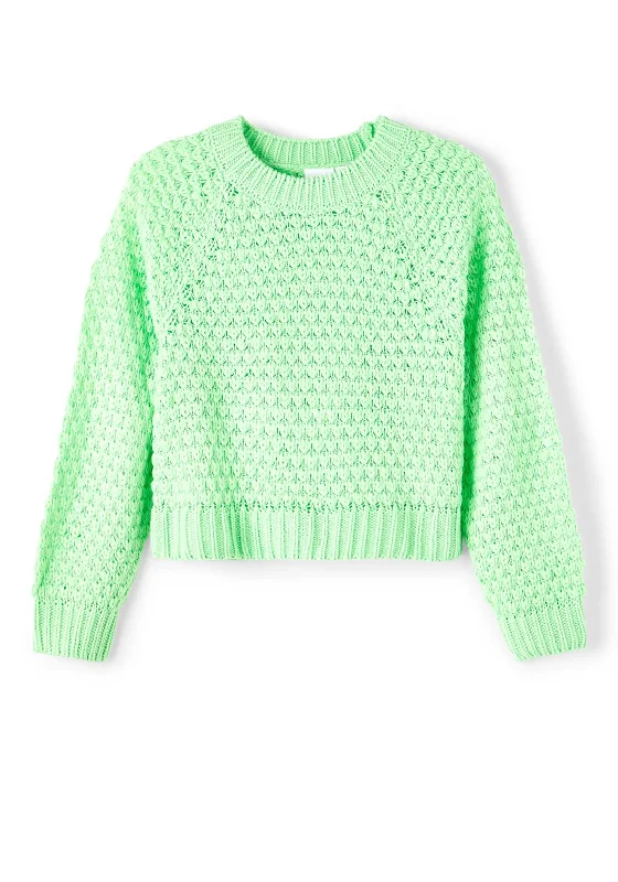 CroptopdyeName It Kid Girl Dilisa Cropped Knit Jumper, Green Ash