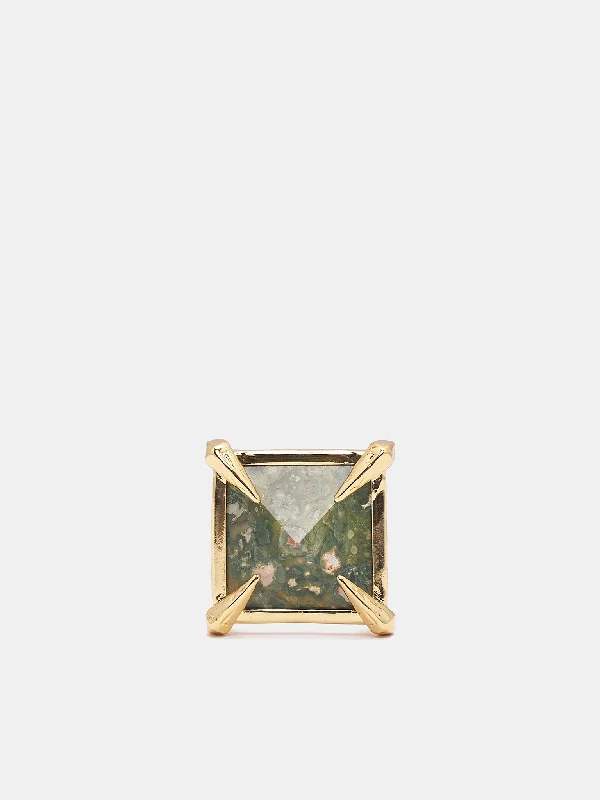 Square Gem Ring (TWG001-AM002-GOLD-GREEN)