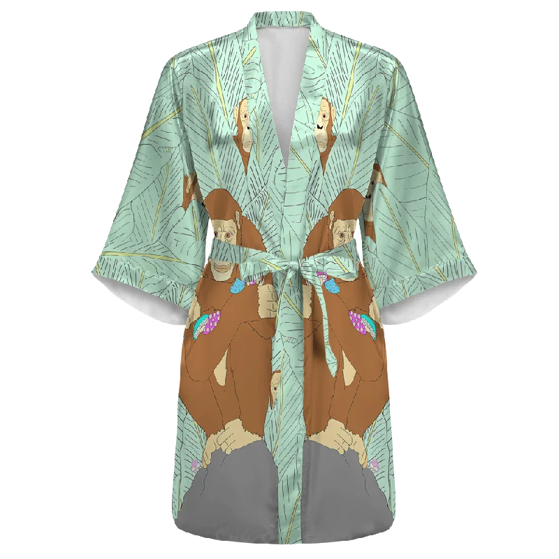 Ape Psi~ All Over Print Women's Satin Kimono Robe