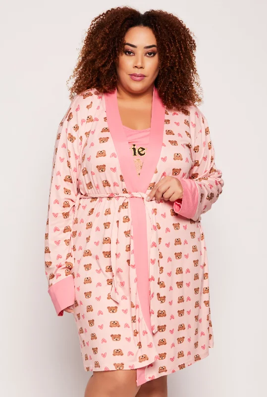 Plus Size Friends Forever Graphic Nightgown and Robe