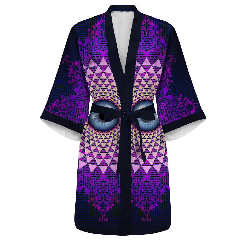 Psi~ Eye Ball All Over Print Women's Satin Kimono Robe