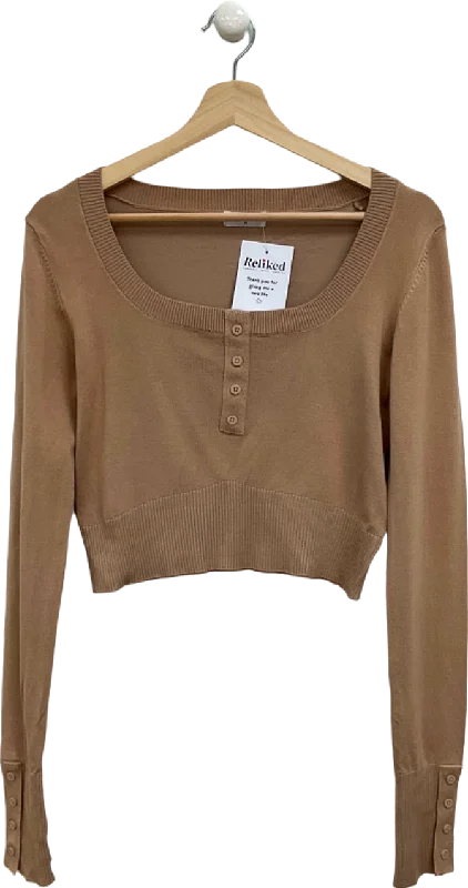 CroptopmovementLounge Beige Cropped Long Sleeve Top UK M