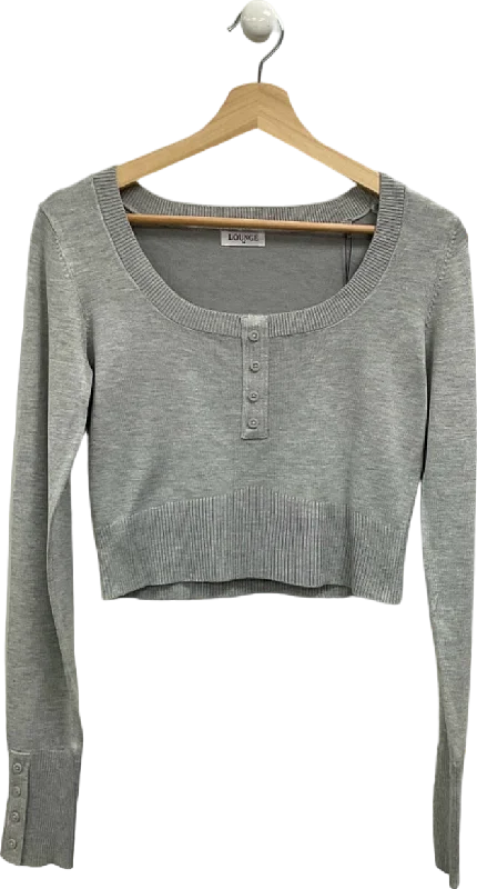 CroptopspiritLounge Grey Cropped Long Sleeve Top UK M