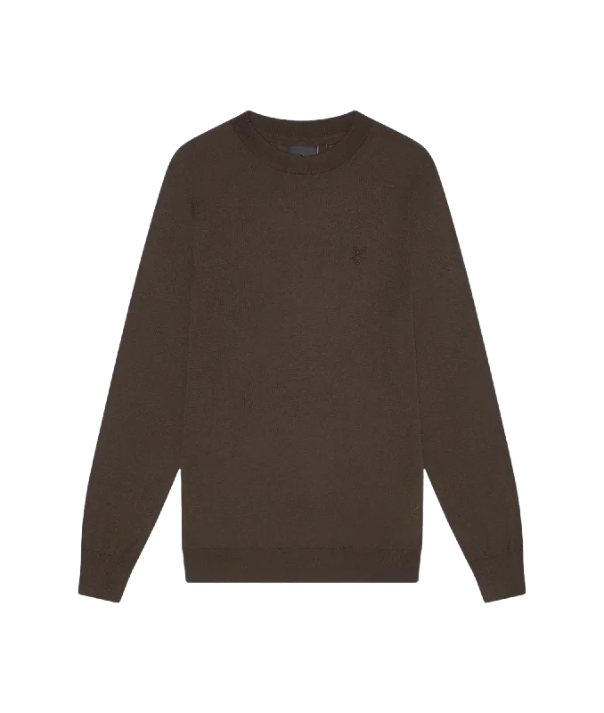 Tonal Eagle Merino Crew Neck Jumper - Green