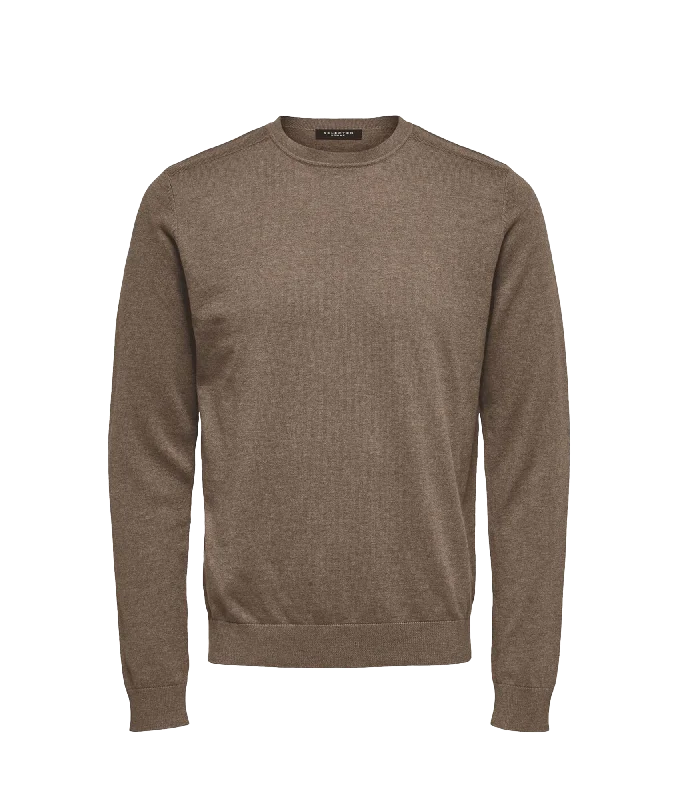 Long-sleeved Knitted Jumper - Brown