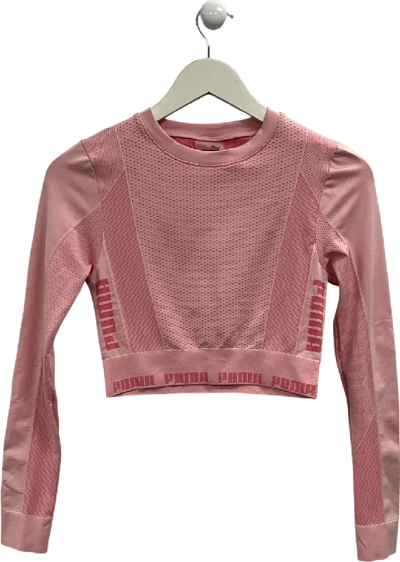 CroptopsmartPuma Pink Evoknit Seamless Ls Crop Top UK S