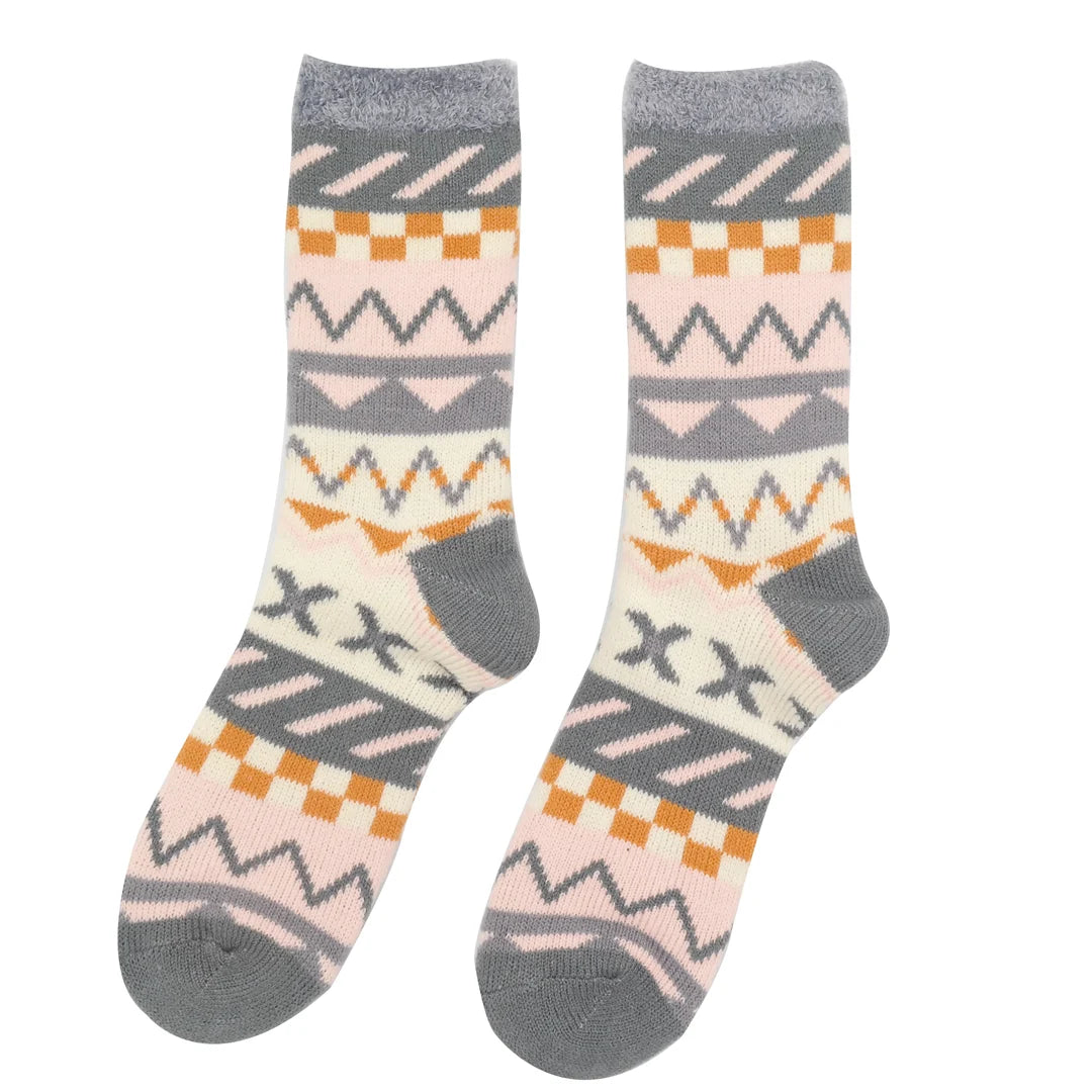 Fluffy Fairisle Socks - Multi