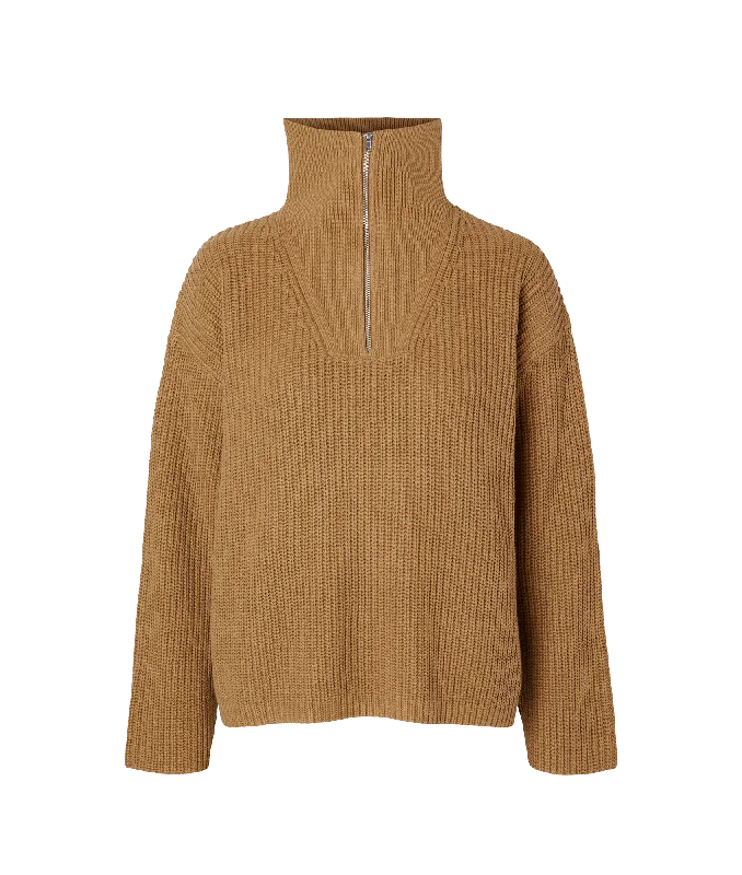 Half Zip Pullover - Brown