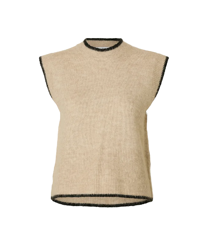 O-Neck Knit Vest - Beige