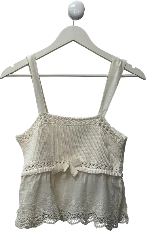 CroptopcollectorZARA Cream Crochet Crop Top UK M