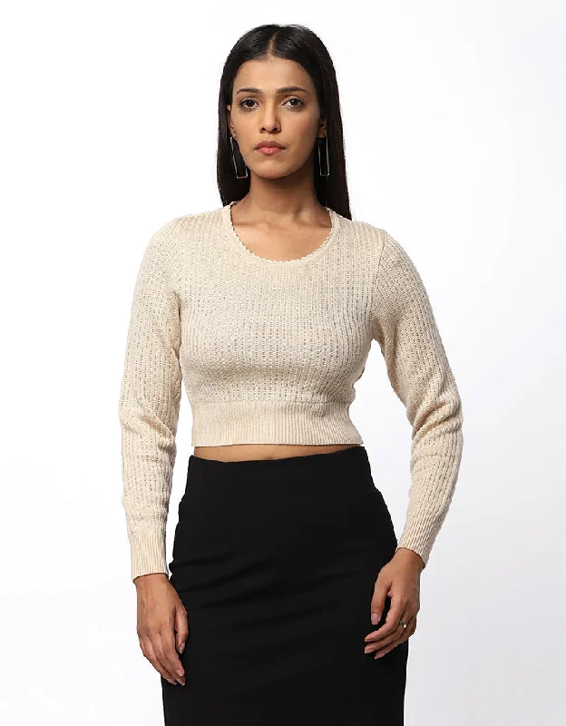 CroptoparWomen Winter Round Neck Crop Top