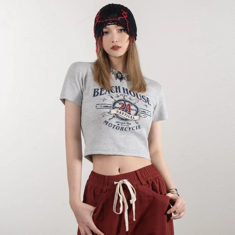 CroptopqualityRTK (W) No. 1826 KNIT GRAPHIC CROP TOP SHIRT