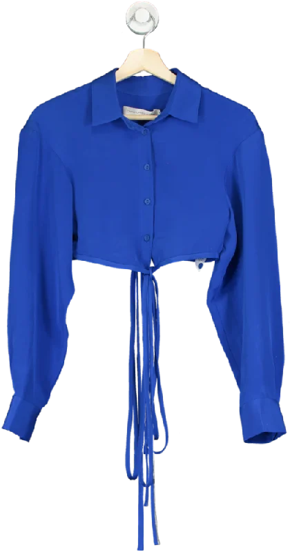 CroptopcollectorChristopher Esber Royal Blue Silk Button-Up Crop Top UK 6