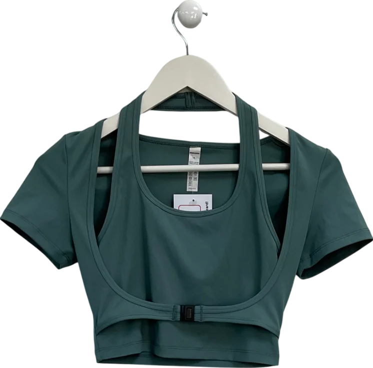 CroptopexperienceFashion Nova Green Short Sleeve Layered Crop Top UK S